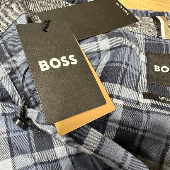 Boss NWT Liam Men's Regular Fit Cotton Twill Check Shirt Size S Button Front - Picture 7 of 12